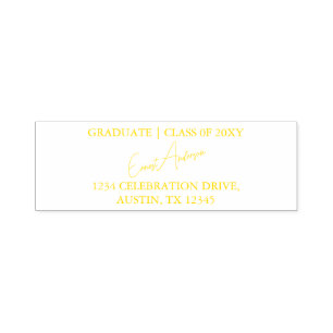 Yellow Modern Simple Graduation Return Address Self-inking Stamp