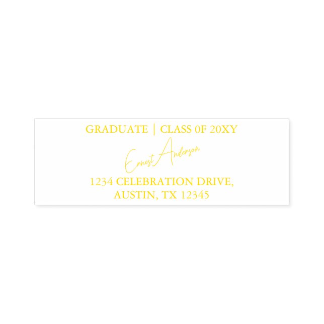 Yellow Modern Simple Graduation Return Address Self-inking Stamp (Design)