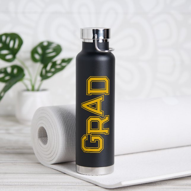 Yellow Modern Simple High School Grad Graduation Water Bottle (Yoga)