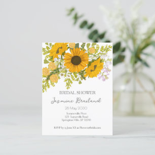 Yellow Modern Sunflowers Bouquet Bridal Shower Postcard