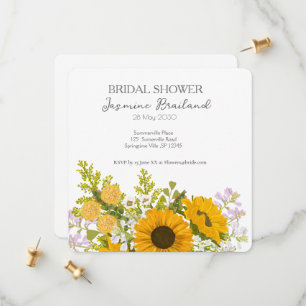 Yellow Modern Sunflowers Bouquet Bridal Shower  Save The Date
