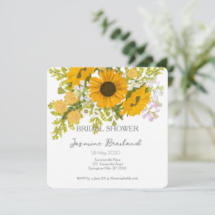 Yellow Modern Sunflowers Bouquet Bridal Shower  Save The Date