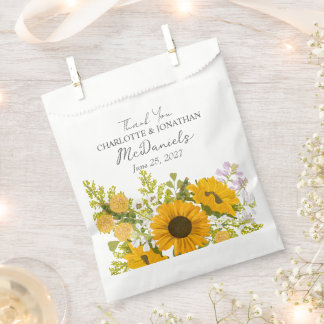 Yellow Modern Sunflowers Bouquet Wedding Favour Bag