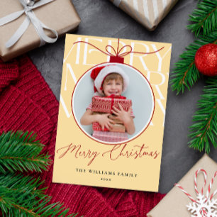 YELLOW MODERN TYPOGRAPHY PHOTO ORNAMENT  HOLIDAY CARD