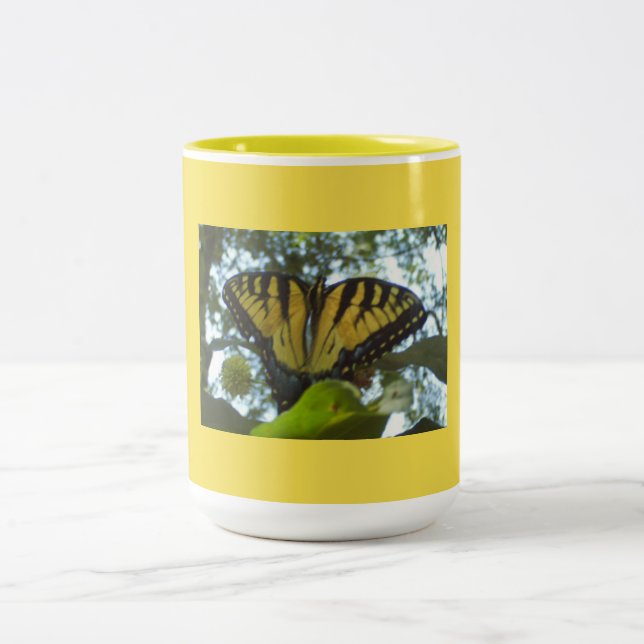 Yellow Monarch  Afternoon Two-Tone Coffee Mug (Center)