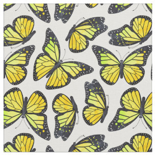 Yellow Monarch Butterfly Pattern Fabric