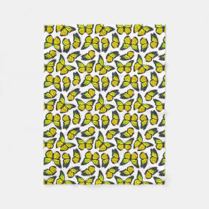 Yellow Monarch Butterfly Pattern Fleece Blanket