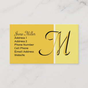 yellow monogram business card