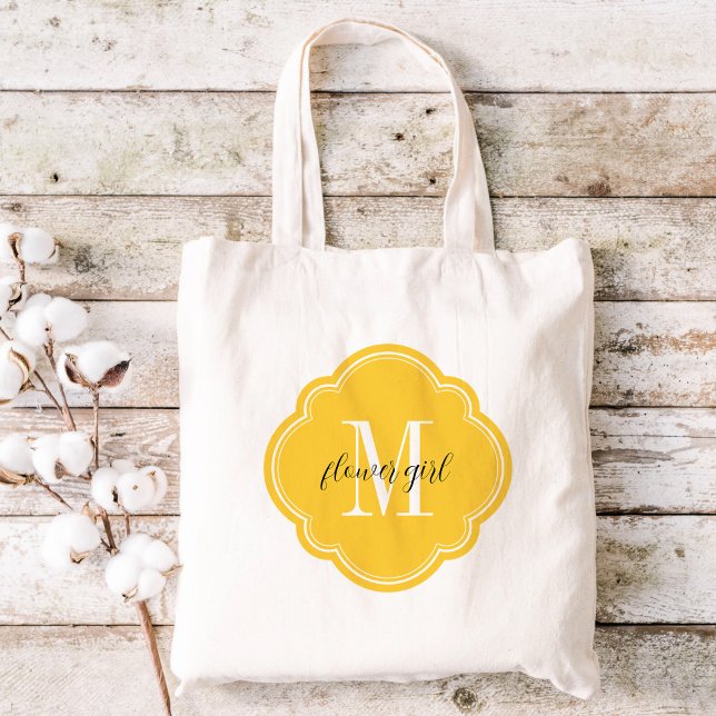 Yellow Monogram Flower Girl Tote Bag (Creator Uploaded)