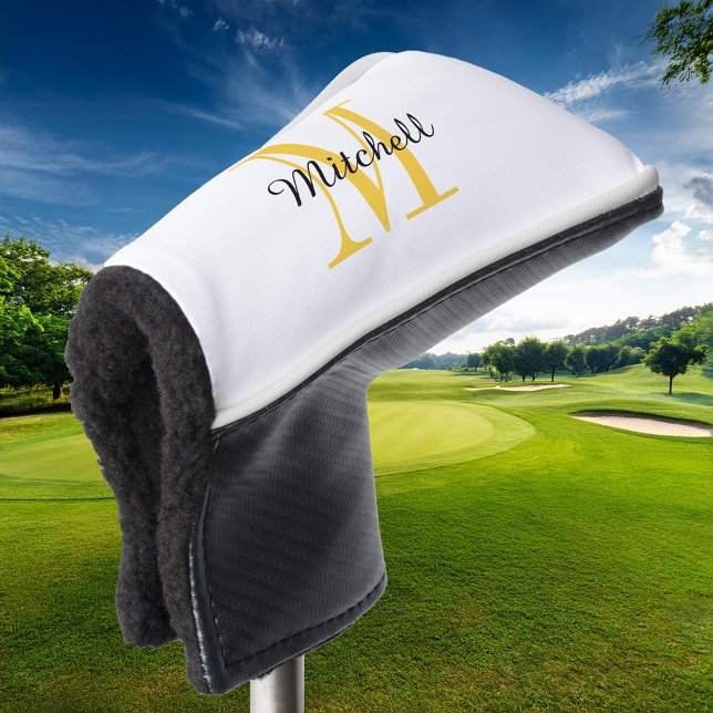 Yellow Monogram Initial and Name Personalised Golf Head Cover (Creator Uploaded)