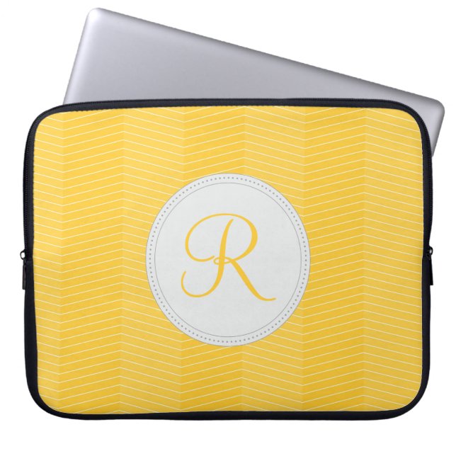 Yellow Monogram Laptop Sleeve (Front)