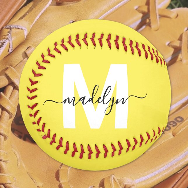Yellow Monogram Name Softball (Yellow Monogram Name Softball )