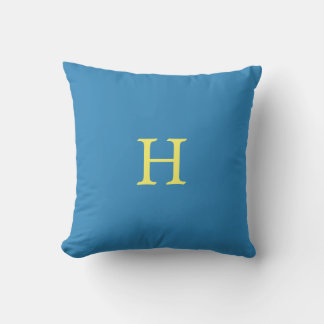 Yellow Monogram on Teal Blue Cushion