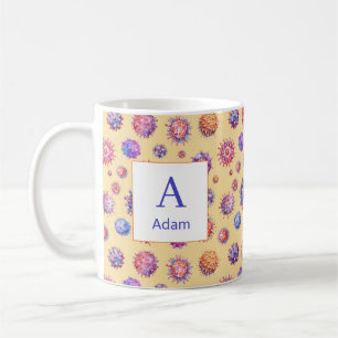 Yellow Monogram Virus Bacteria Pattern Coffee Mug