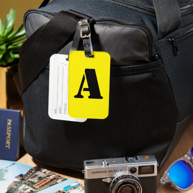 Yellow Monogrammed Luggage Tag (Front & Back)