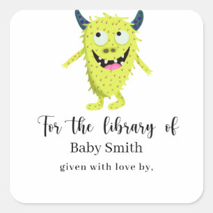 Yellow monster - Baby Shower Library Square Sticker