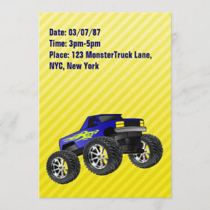 Yellow Monster Truck Invitation
