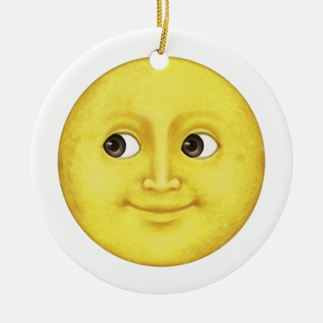 Yellow Moon - Emoji Ceramic Ornament (Front)