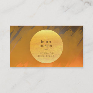 Yellow Moon Sunset Watercolor Splatter Nature Business Card