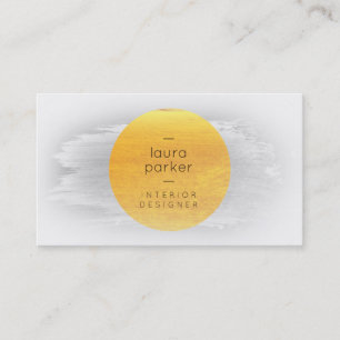 Yellow Moon Watercolor Splatter Abstract Modern Business Card