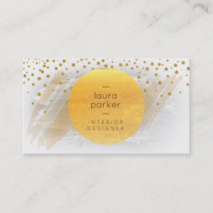 Yellow Moon Watercolor Splatter Confetti Modern Business Card