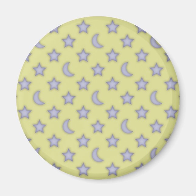 Yellow moons and stars pattern magnet (Front)