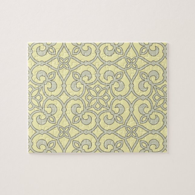 Yellow Moroccan Lattice Ornate Pattern Jigsaw Puzzle (Horizontal)