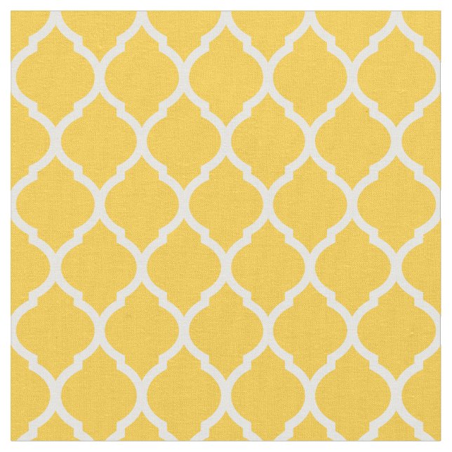 Yellow Moroccan Quatrefoil Fabric (Close Up)