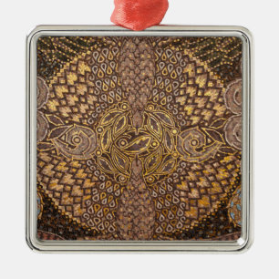 Yellow Mosiac Detail, Germany Metal Ornament