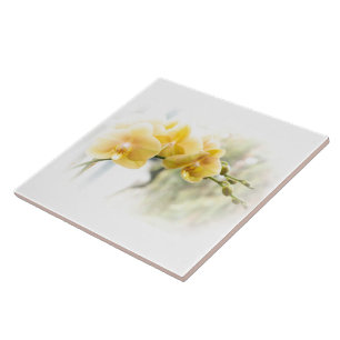 Yellow Moth Orchid in Sunshine Ceramic Tile