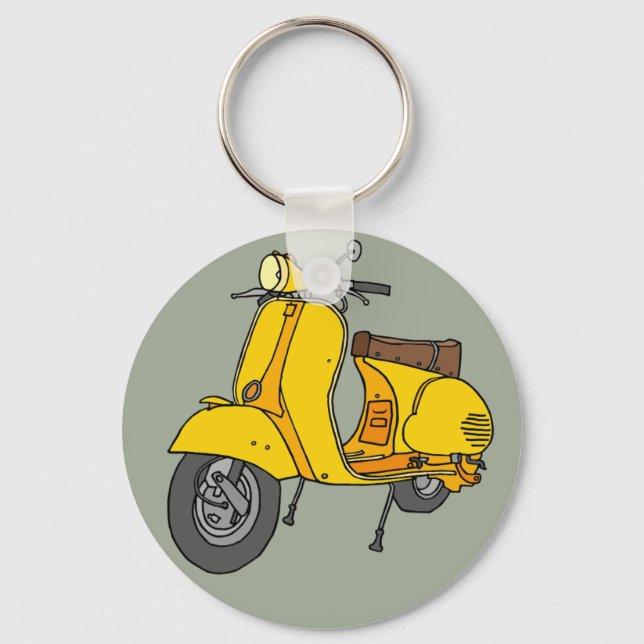 Yellow Motor Scooter Key Ring (Front)