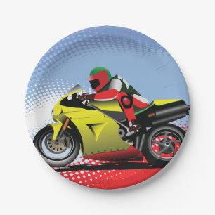 Yellow Motorcycle Paper Plates