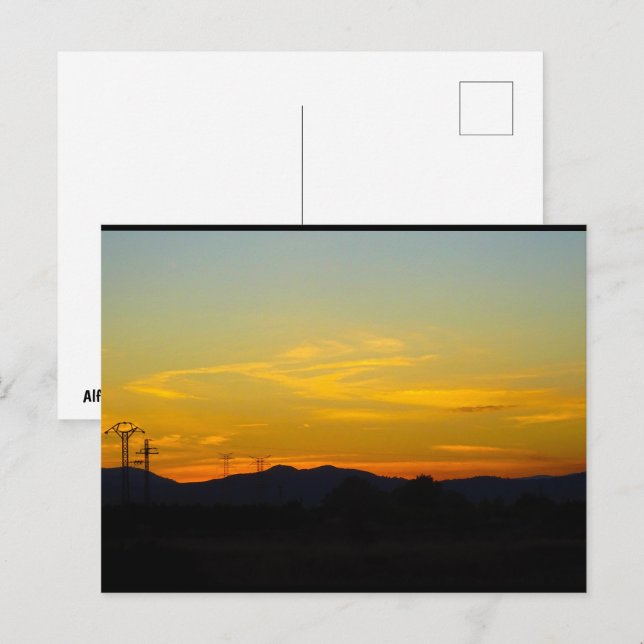 Yellow Mountain Sunset Landscape Postcard (Front/Back)