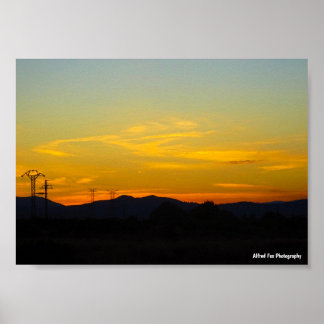 Yellow Mountain Sunset Landscape Poster
