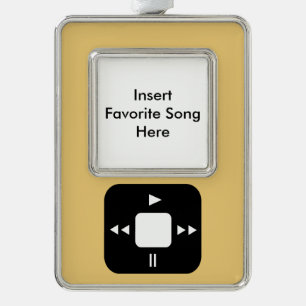 Yellow MP3 Player Ornament-Add Your Favourite Song Silver Plated Framed Ornament