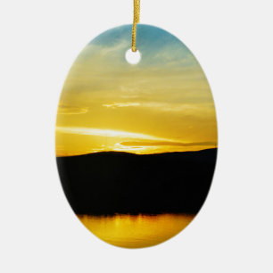 Yellow Mt Lake Sunset Ceramic Tree Decoration