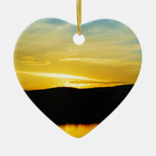 Yellow Mt Lake Sunset Ceramic Tree Decoration