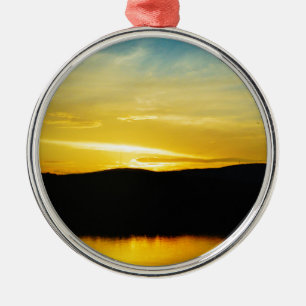 Yellow Mt Lake Sunset Metal Tree Decoration