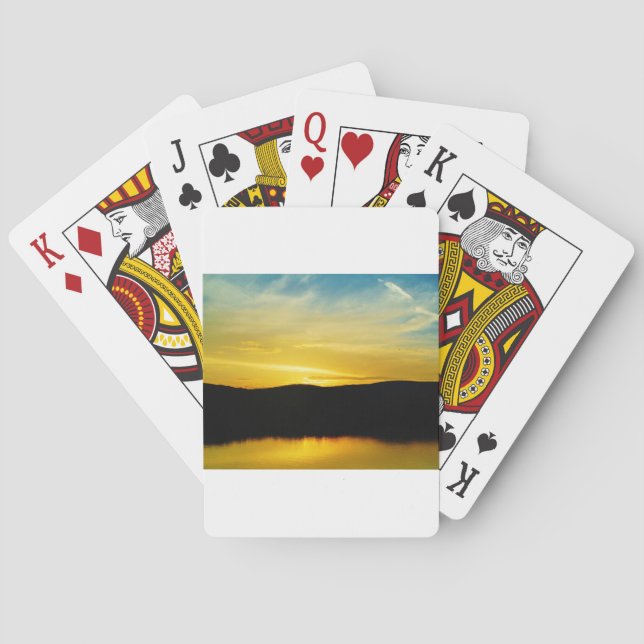 Yellow Mt Lake Sunset Playing Cards (Back)