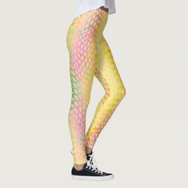 Yellow Multi Coloured Python Snake Print Women's Leggings (Right)