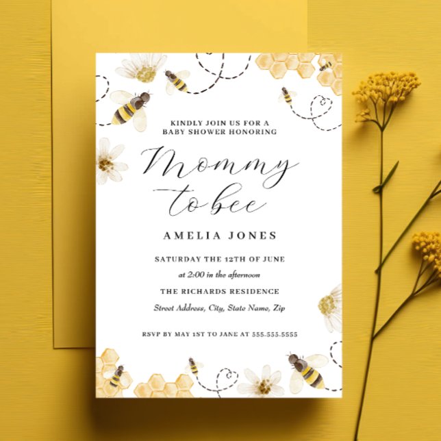 Yellow Mummy To Bee Baby Shower  Invitation (Creator Uploaded)