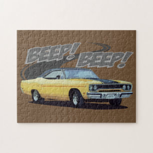 Yellow Muscle Car Bird Jigsaw Puzzle