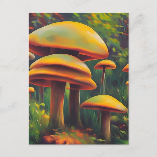 Yellow Mushrooms Postcard (Front)