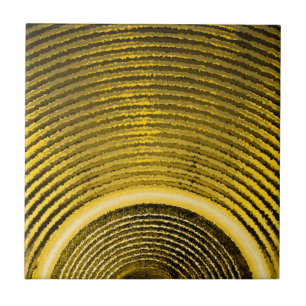Yellow music speaker and sound waves ceramic tile