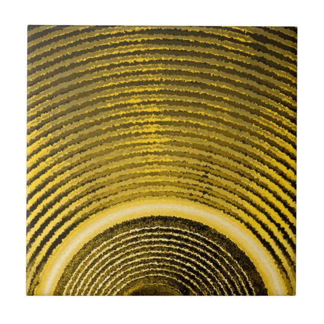 Yellow music speaker and sound waves ceramic tile (Front)