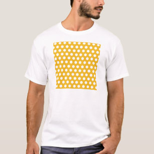 Yellow Mustard Colour Polka Dots Pattern Design T-Shirt