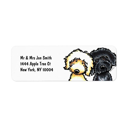 Yellow n Black Labradoodle Return Address Label