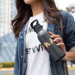 Yellow Name & Monogram | Retro Typography 532 Ml Water Bottle<br><div class="desc">Trendy monogrammed design. Classy and fashionable this tumbler makes the perfect accessory. Add your custom wording to this design by using the "Edit this design template" boxes on the right hand side of the item, or click the blue "Customize it" button to arrange the text, change the fonts and colors...</div>