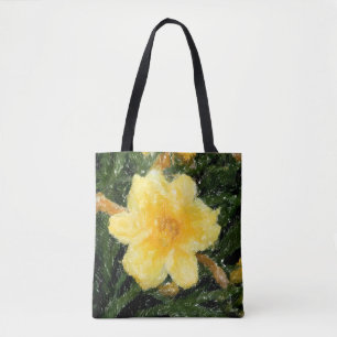 Yellow Narcissus flower abstract original art Tote Bag