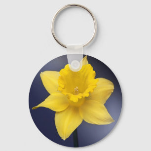 Yellow Narcissus Flower Floral watercolor paint Key Ring